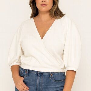 NWT MOUSSY VINTAGE‎ Plaited Cache Coeur Tee Ivory M